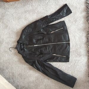 Wilson's Leather Black Leather Jacket with Silver Accents Women's S